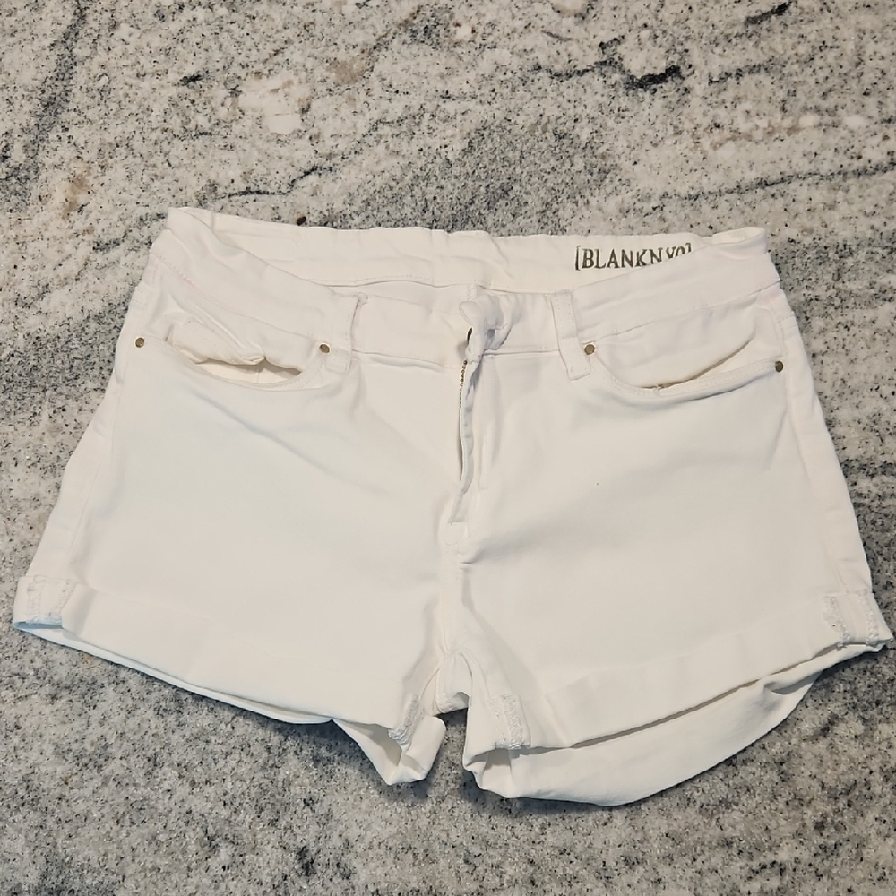 Blank NYC White Jean Shorts with Folded Hem